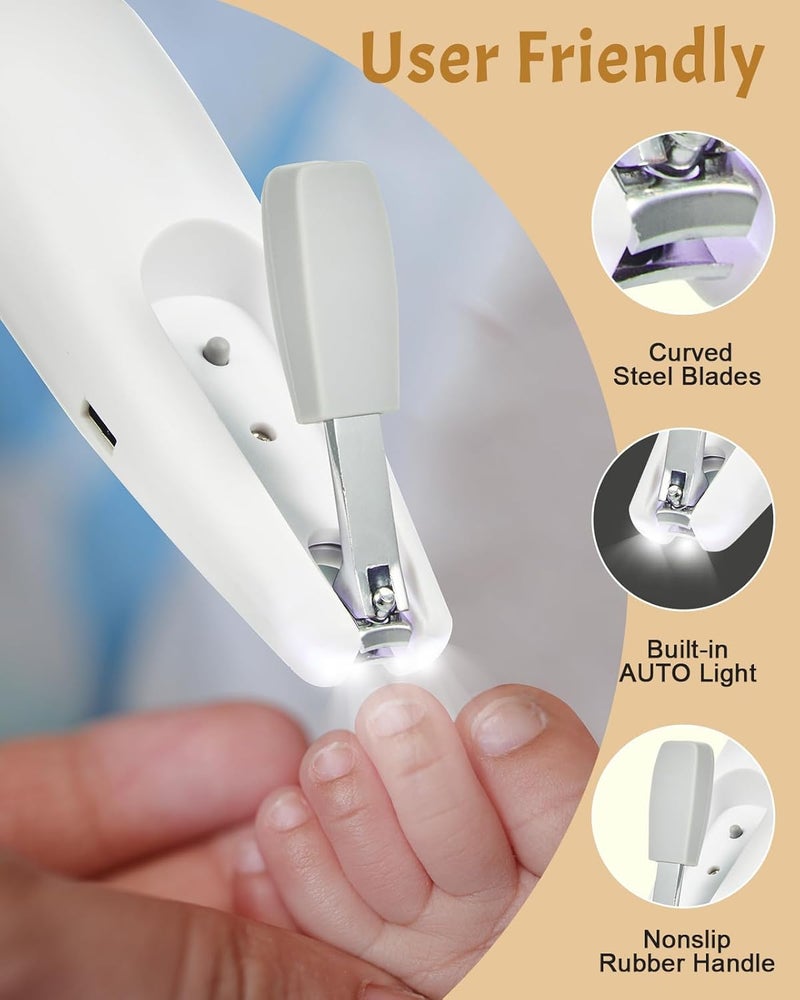 Lictin Baby Healthcare and Grooming Kit, 26 in 1 Rechargeable Nail Trimmer Electric Set,Safe File with Auto Light, Newborn Nursery Health Care Portable Safety Set for Infant Toddlers Boys Girls, Grey - Image 3